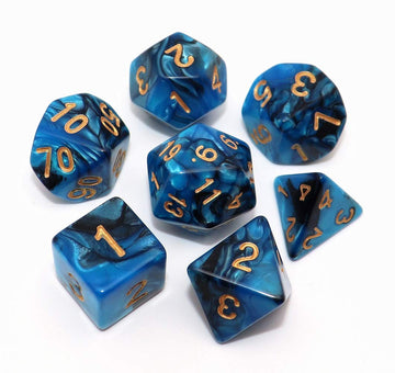 Creebuy Blue Mix Black Dice Dnd Polyhedral Dice Set For Dungeon And Dragons D&D Rpg Role Playing Games 7-Die Set