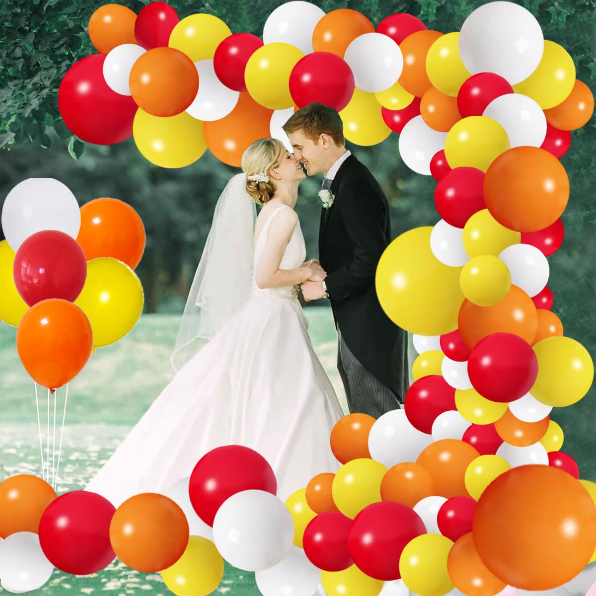 Red Yellow Orange White Balloon Garland Arch Kit, 127Pcs Orange Yellow Red White Balloons For Fire Truck Firefighter Birthday We