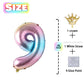 9 Number Balloon Rainbow 40 Inch Big Foil Crown Helium 9Th Balloons For 9 Year Old Boy Girl Birthday Party Decorations Wedding A