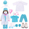 MSYO 18 Inch Doll Doctor Playset-Pretend Play Medical Kit with White Coat,Scrubs & Surgical Tools,Stem Roleplay Costume for Kids