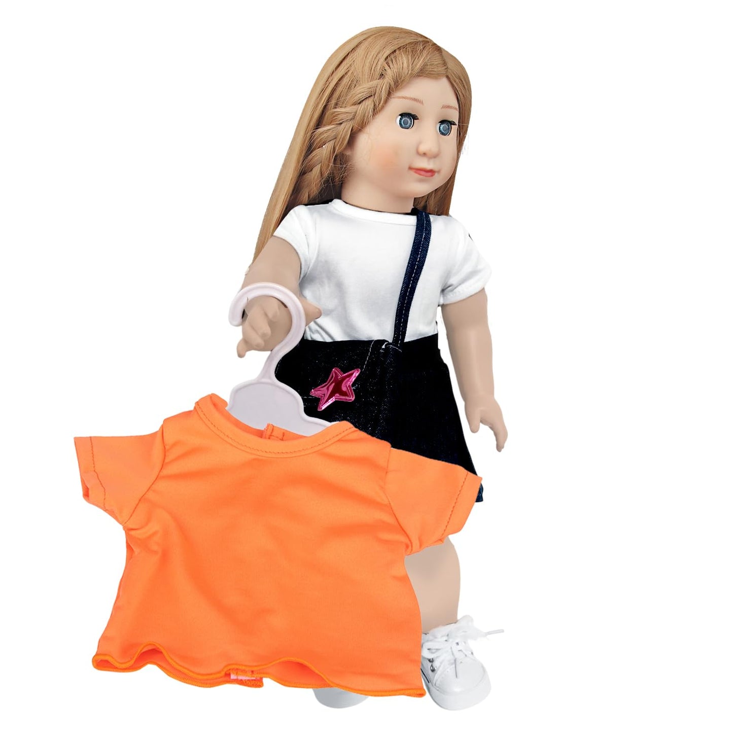 AugFrog 5 Pcs 18 Inch Doll T-Shirts, Summer Outfit Doll Clothes Accessories - Short Sleeve Classical Tees (Orange)