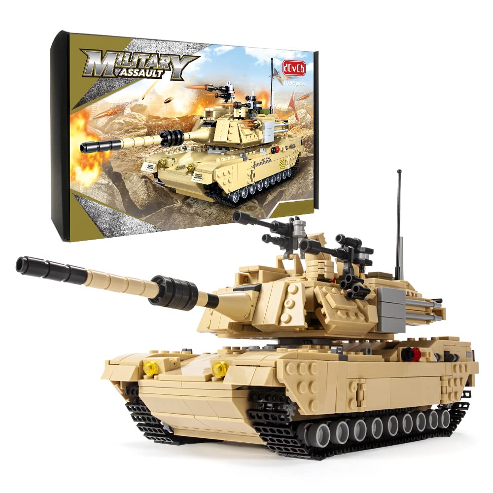 dOvOb Army Tank Building Block(1080 PCS) WW2 Military M1A2 Abrams Tank Model with Soldier Figures Toys Gifts for Kid and mature-themed