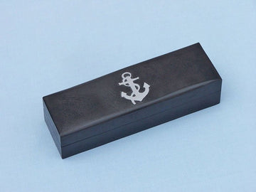 Hampton Nautical 3Xglass-101 (Bosun) 5' W/Black Rosewood Box-Nautical Chrome Boatswain Whistle, Silver
