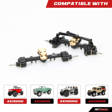 RCAWD Front and Rear Portal Axle Set for Axial SCX24 Upgrades Housing with Steel Gears& Brass Worm Gears& Brass Third Member Hou