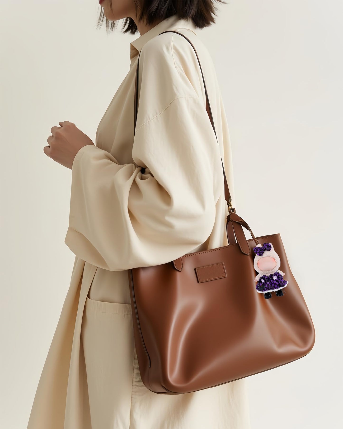 3pcs 15cm/17cm Doll Clothes Set for Dolls (No Doll)  Stylish Outfits Accessories  Plaid Dress for Girls Boys Collectors with Bow  Handbag (Purple) AK055PR