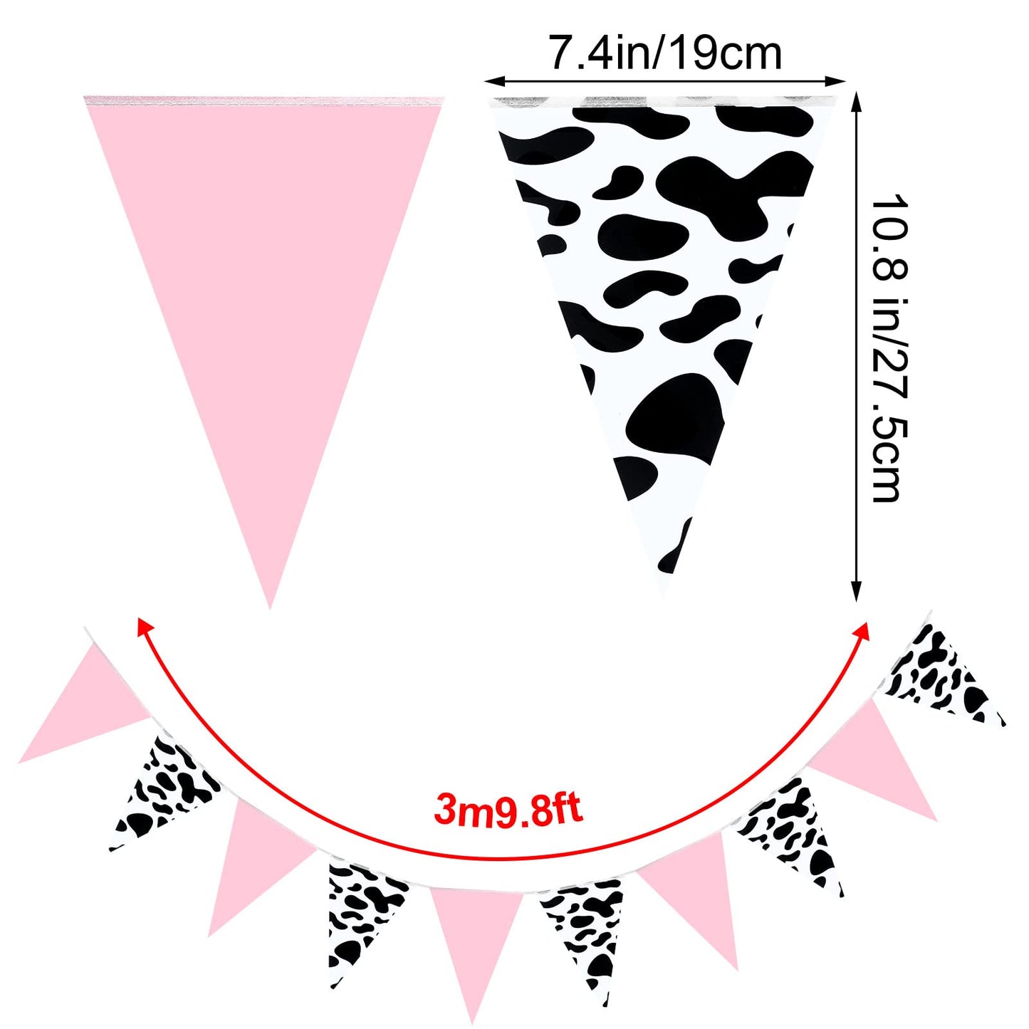 Boao 5 Pcs Cow Print Pennant Banners, Cow Print Pennant Banner Birthday Party Supplies for Western Cowboy Theme Decoration Baby