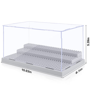 Mlikero 2 Pack Display Case For Minifigures Action Figures Blocks, Clear Dustproof Acrylic Display Box Storage With 3 Movable Steps Gifts For Children,Gray…