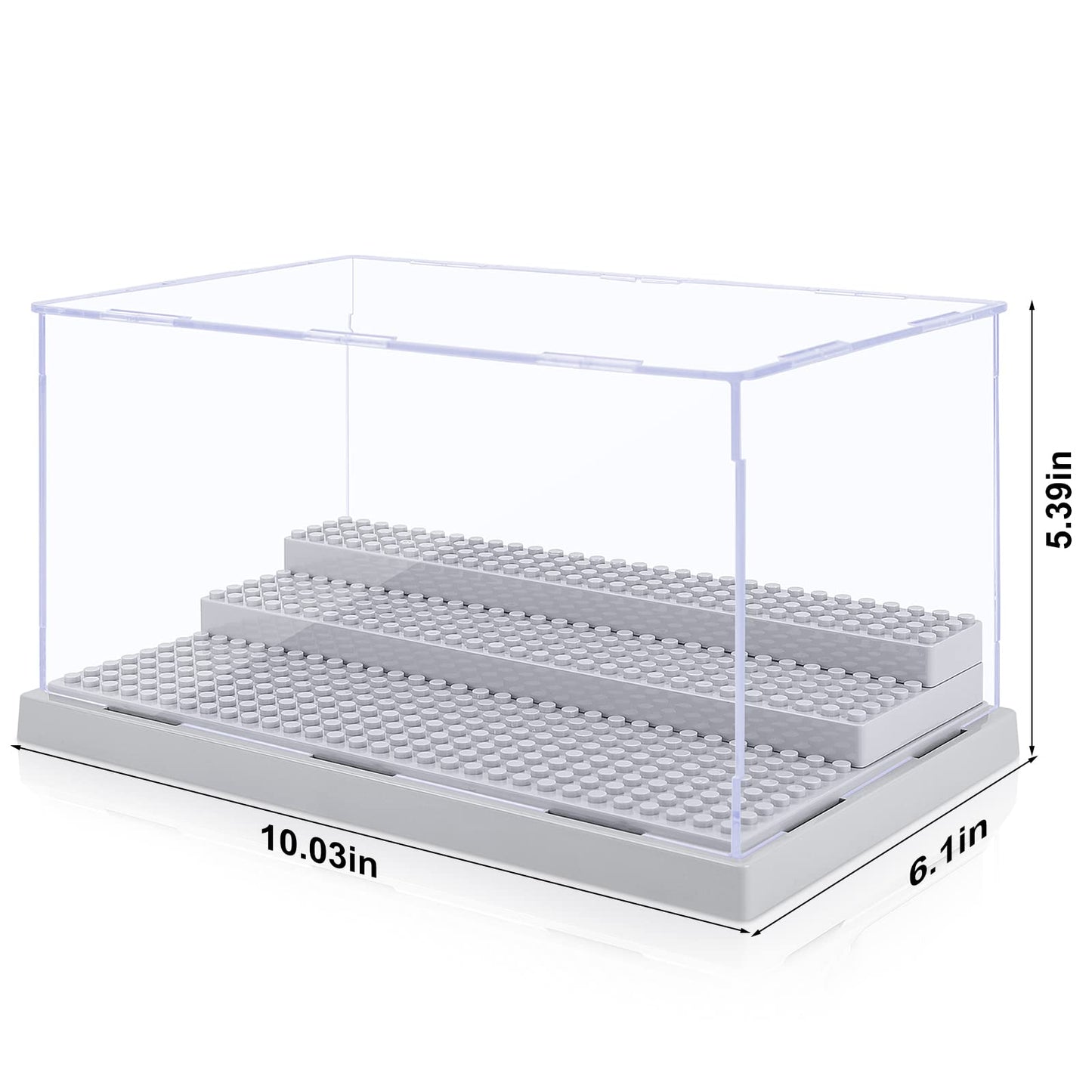 Mlikero 2 Pack Display Case For Minifigures Action Figures Blocks, Clear Dustproof Acrylic Display Box Storage With 3 Movable St