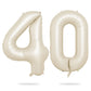 Biapian 40 Inch Cream Number 40 Balloon, 40Th Birthday Balloons, Big Digital 40 Beige White Giant 40 Foil Balloon Helium For Men
