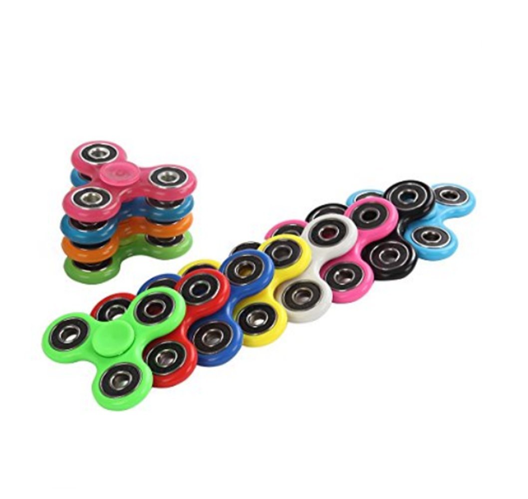 Fidget Hand Spinners 25 Pc Color Bundle Bulk Edc Tri-Spinner Desk School Toy Anxiety Relief Adhd Student Relax Therapy Pack Comb