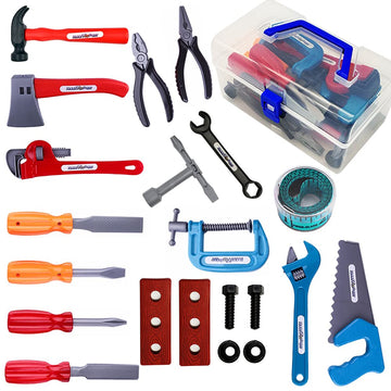 KEJIH 21 Pieces Kids Toy Tool Set and Power Play Tools, Construction Toys Working Tools Educational Pretend Role Play Set with a