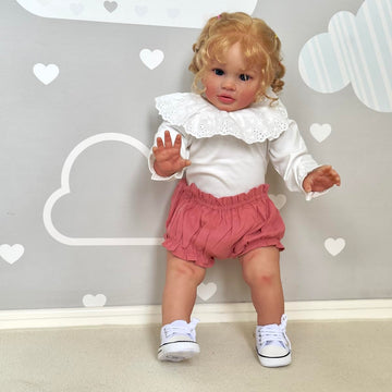 Kokomandy 26 Inch Reborn Baby Dolls Toddler Girl Doll That Look Real Life Soft Silicona Weighted Body Blonde Curly Hair Cute New