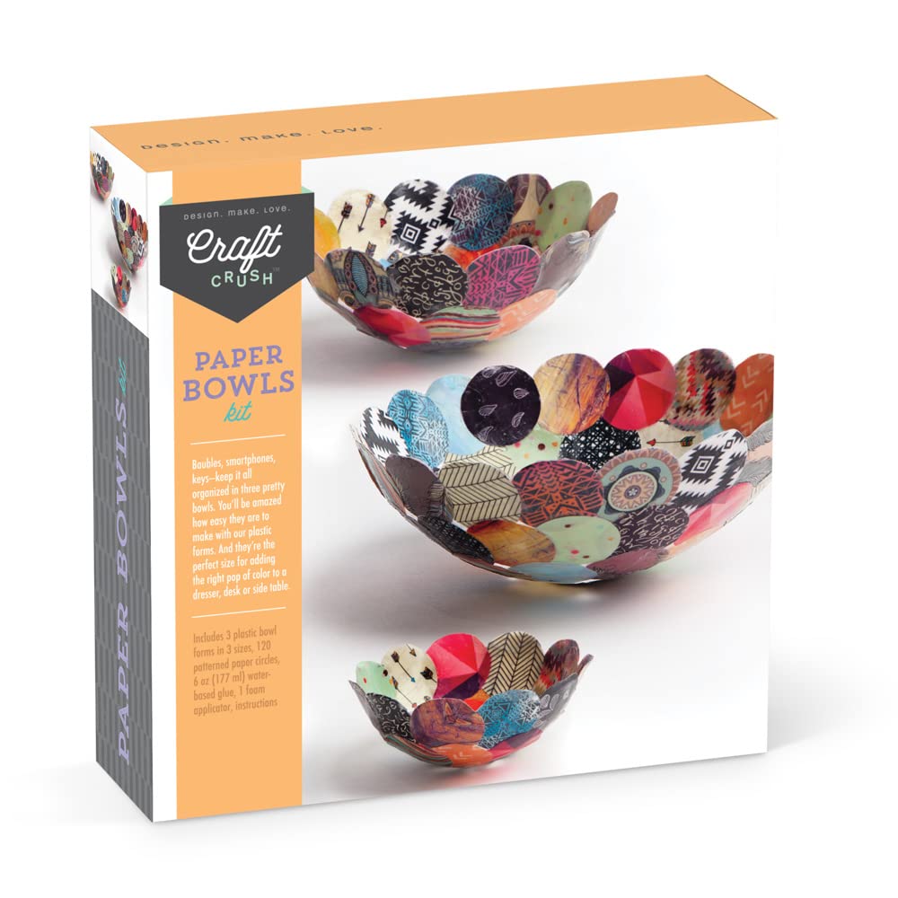 Craft Crush Paper Bowls Craft Kit - Creates 3 DIY Decorative Bowls Easy ...