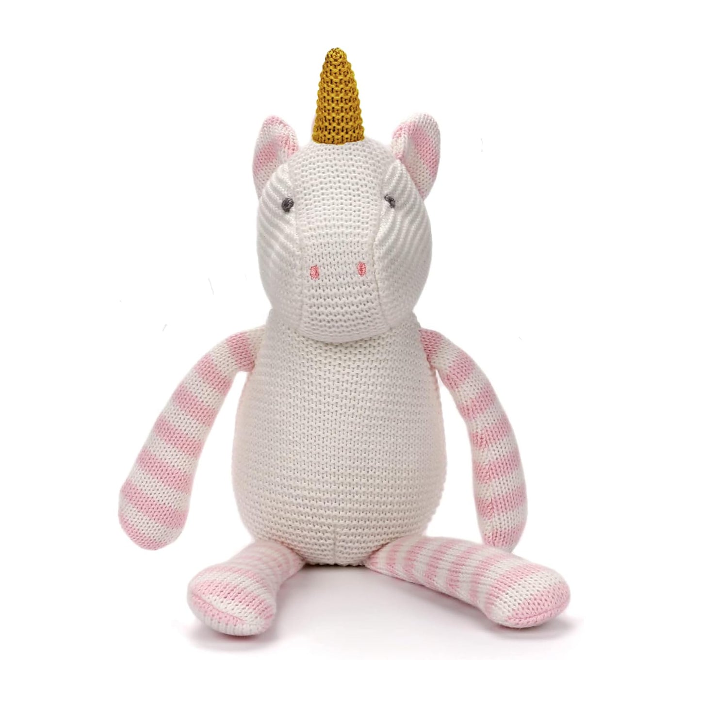 FLUFFYFUN 100% Organic Cotton Baby Stuffed Animal  Pink Unicorn Plush for Newborn 7.1