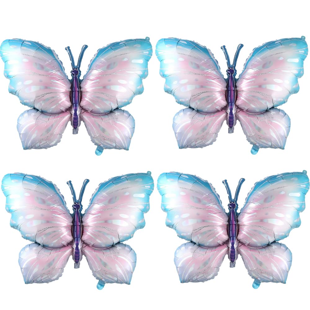 Butterfly Balloons 4 Pieces 40Inch Blue Purple Butterfly Foil Mylar Balloons For Butterfly Themed Party Wedding Birthday Baby Sh