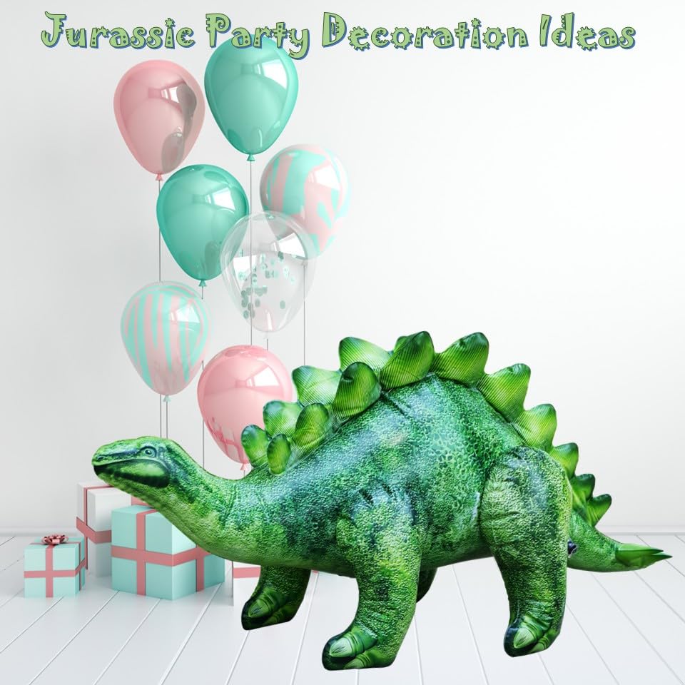 Jet Creations Inflatable Stegosaurus Toy - 20" Tall, 46" Long, Emerald Green, PVC, Jurassic Theme Garden Decor