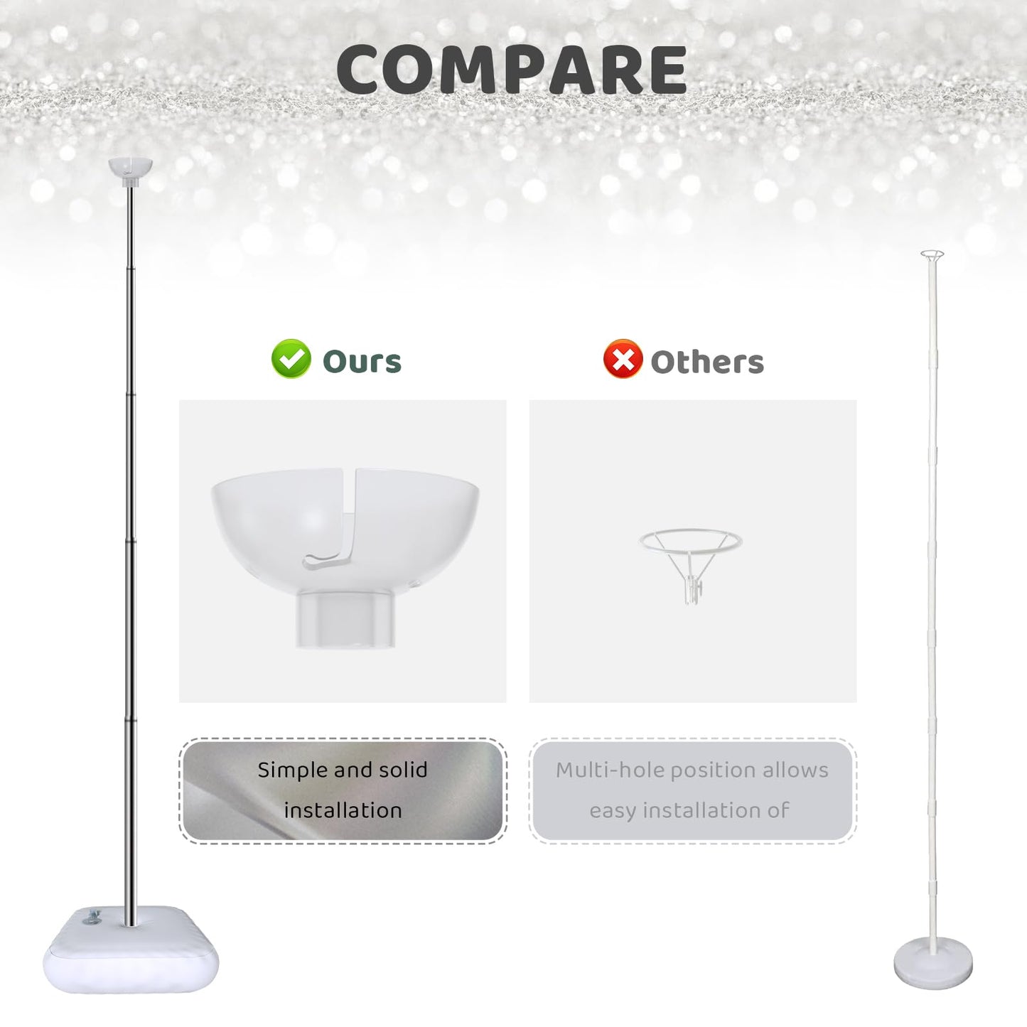 SINBEE Balloon Arch Stand Set of 4, 7ft Adjustable Metal for Party & Wedding, Silver, Model 02