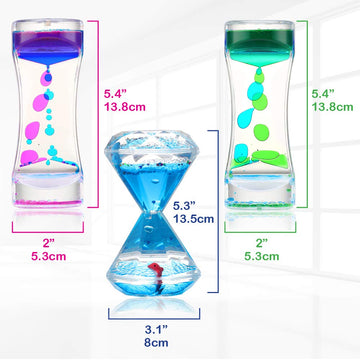 Sensory Toys Liquid Motion Timer Bubbler 3 Set - Best Fidget Toys For Kids Adults For Stress And Anxiety Relief, Calming Tool For Autism Children, Stocking Stuffers Kids Toddlers