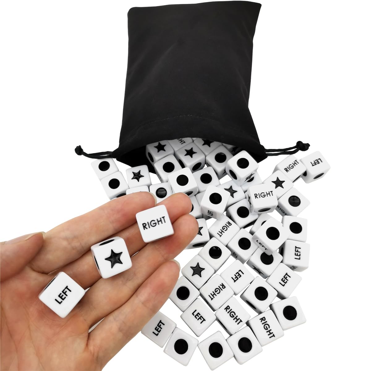 Ahoper 50 Pieces Left Right Center Dice Only 50 Dices Left Right Center Dice Game Prime Dice Only,Left Right Center Bulk,16mm St