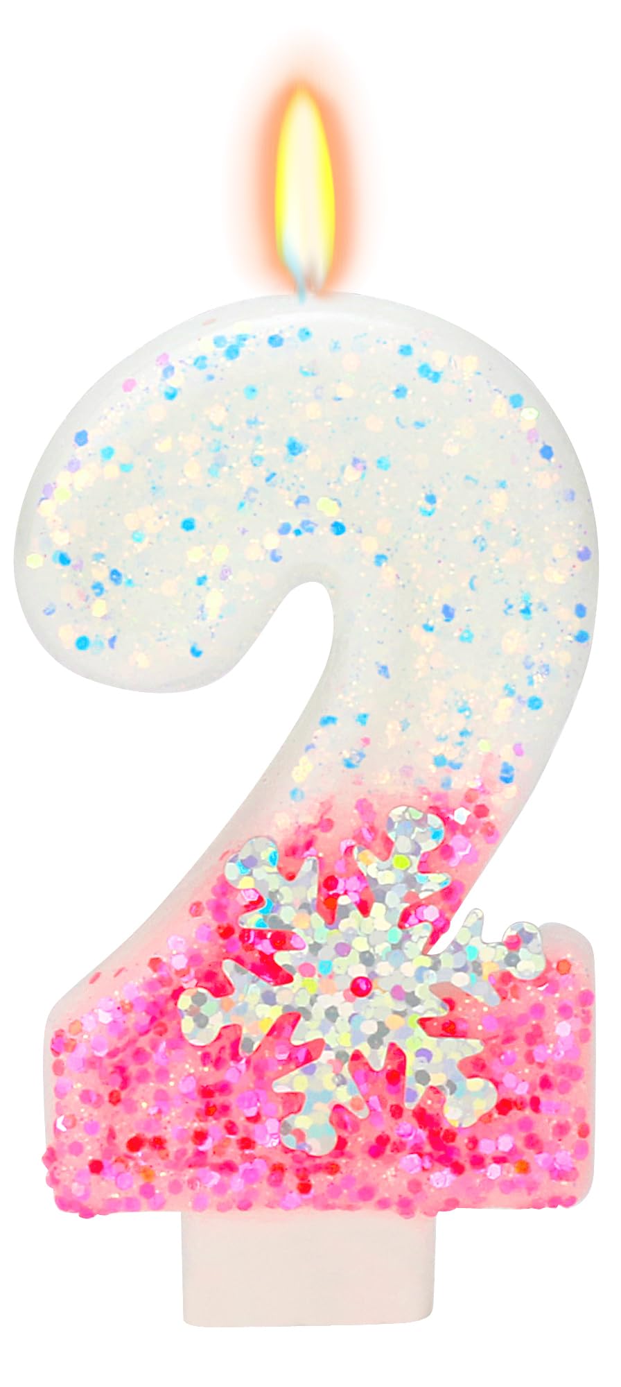 Frozen Themed Birthday Candles, Number 2 Snow Birthday Candle for Party Supplies, Frozen Birthday Party Supplies, 2.76 inch 2nd 