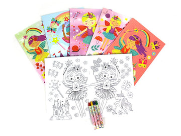 TINYMILLS Magical Fairies Coloring Books for Kids with 12 Coloring Books and 48 Crayons, Fairies Birthday Party Favors, Favor Ba