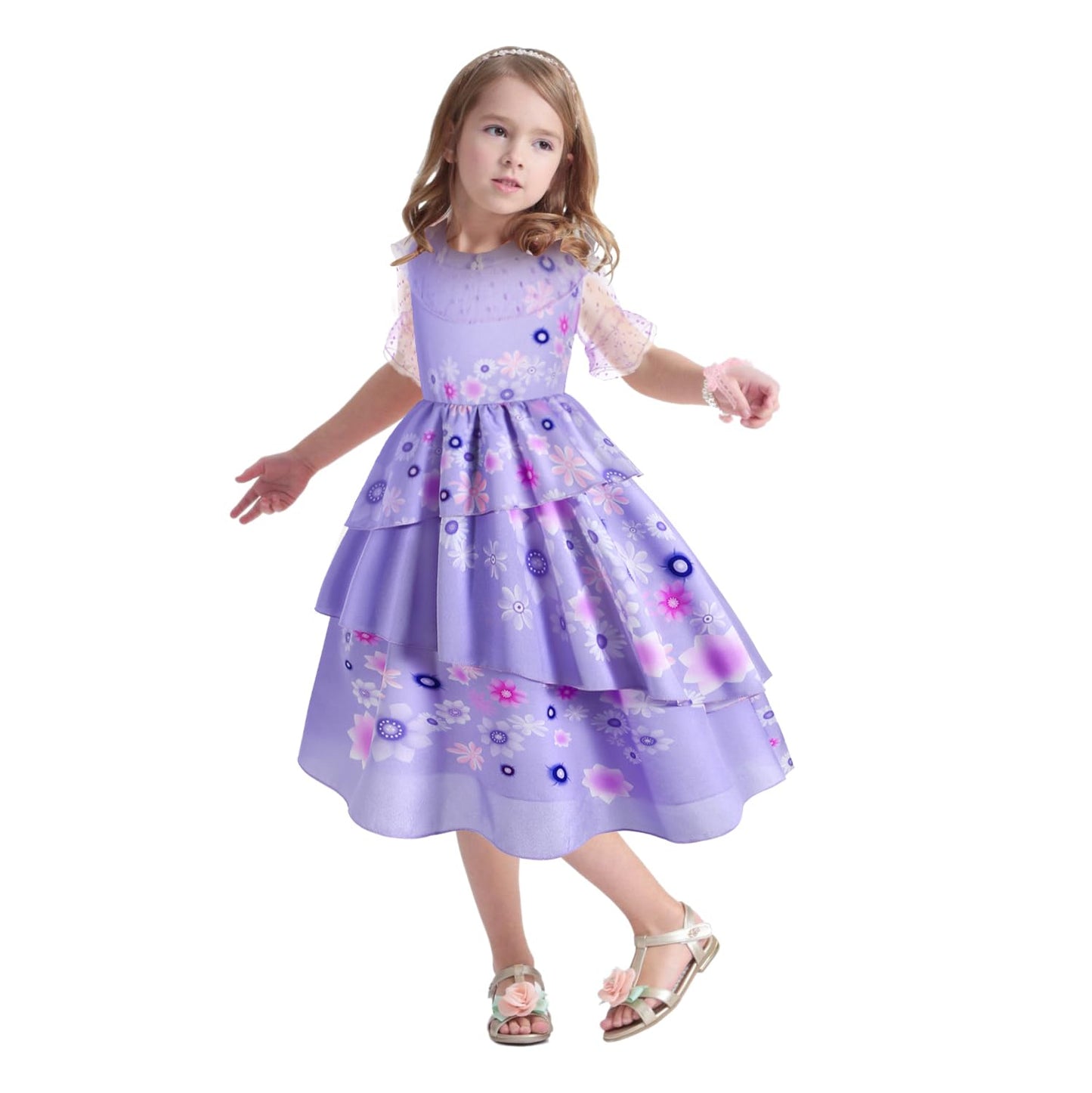 Foierp Isabella Dress For Girls Encanto Costume Dress Up Clothes Halloween Cosplay Party Outfit With Garland