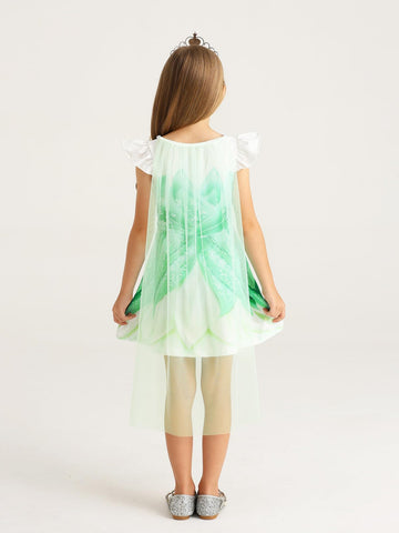 Wonderbabe Tiana Dress For Girls Green Fairy Frog Princess Birthday Party Fancy Dresses Halloween Elf Costume Outfits With Cape Size 1-2T
