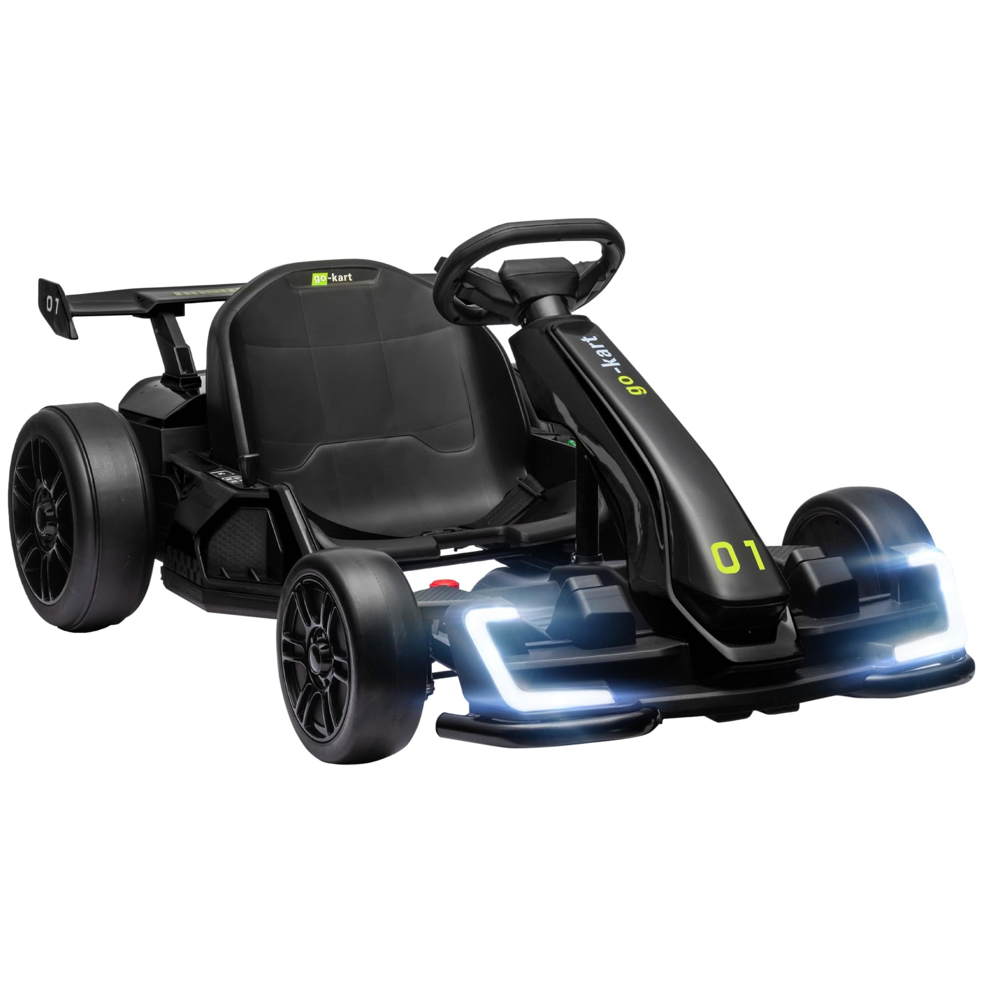 Aosom 24V 7.5 Mph Electric Go Kart With Adjustable Seat, Drifting Car Battery Powered Ride On Toy Outdoor With Slow Start, Butto