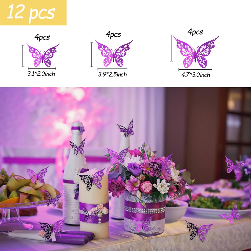 Msmancy Purple Birthday Decorations For Women Girl 65Pcs With Happy Birthday Banner Curtains Butterfly Heart Star Led Light And