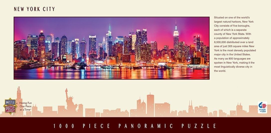 Masterpieces Cityscape Panoramics 1000 Puzzles Collection - New York Panoramic 1000 Piece Jigsaw Puzzle