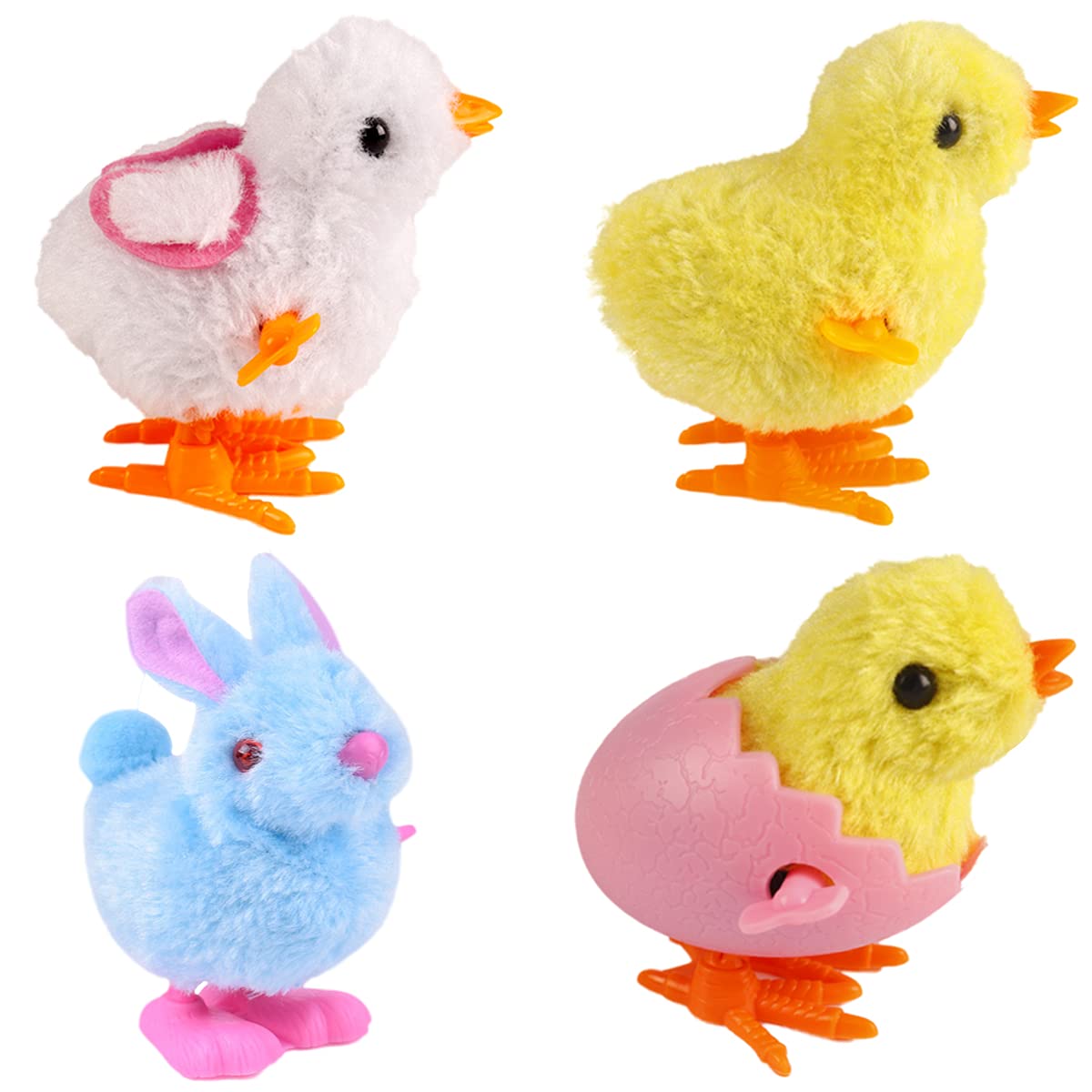 CICITOYWO Bunny and Jumping Chick Wind Up Toys Novelty Chicken Hopping Windup Toy for Kids Toddlers mature-themed Easter Egg Hunt Basket Stocking Stuffers Party Favors Goody Bag Fillers Gifts (Colorful-2)