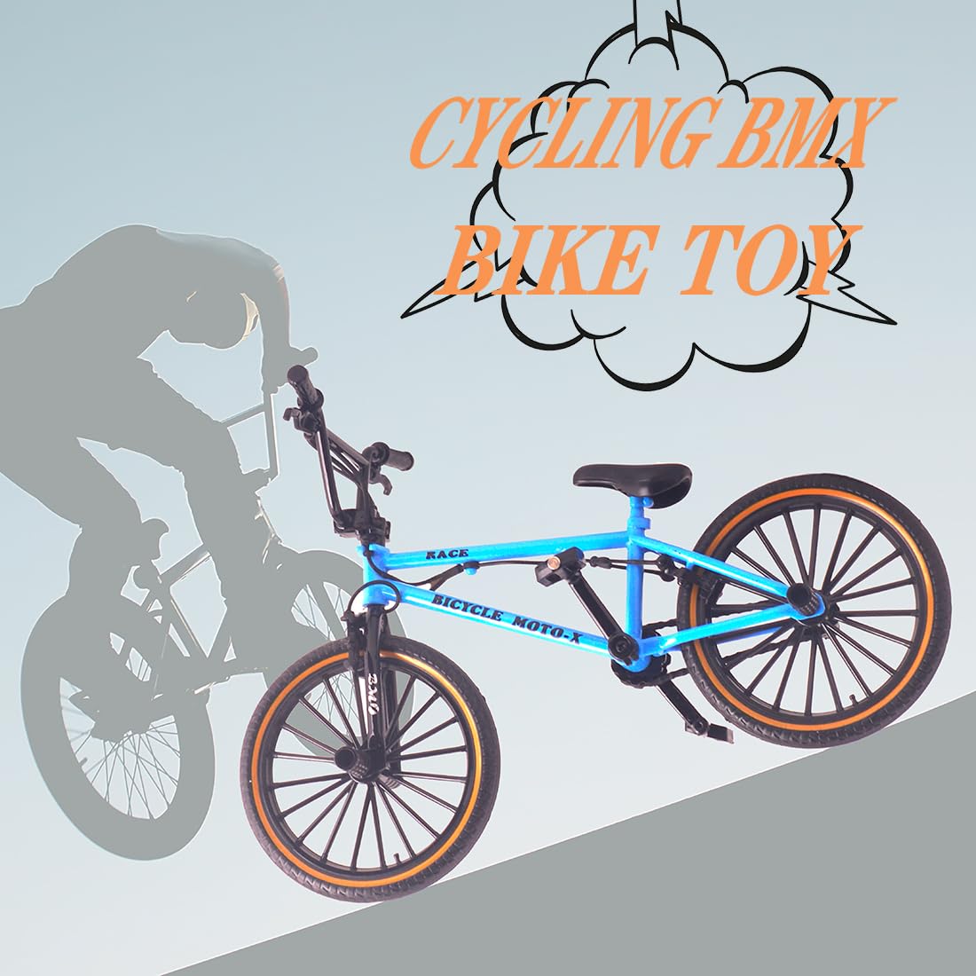Ailejia Mini Diecast Finger Bike Extreme Sports Toy Bmx Finger Bicycle Toys Game Set For Kids And Adults, Metal Bike Model Collections Decoration Cool Boy Toy (Bmx Blue)