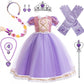 Princess Rapunzel Costume For Girls Rapunzel Dress With Accessories For Birthday Party Halloween Christmas Dress Up Costume (110(3-4T))