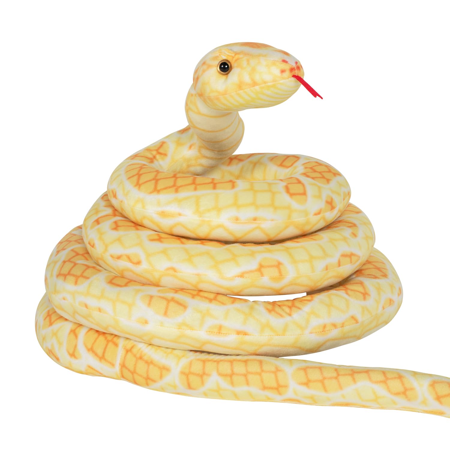 BRINJOY Giant Snake Stuffed Animal  149 inch Large Lifelike Jumbo Animal Plush Toy for Kids  Curving Huge Snake for Boys & Girls Gift on Birthday Baby Shower Party (Yellow)