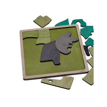Tuff Rhinoceros Wooden Puzzle | 16 Pieces Jigsaw Puzzle | Endangered Animals For Kids 3 Years And Above