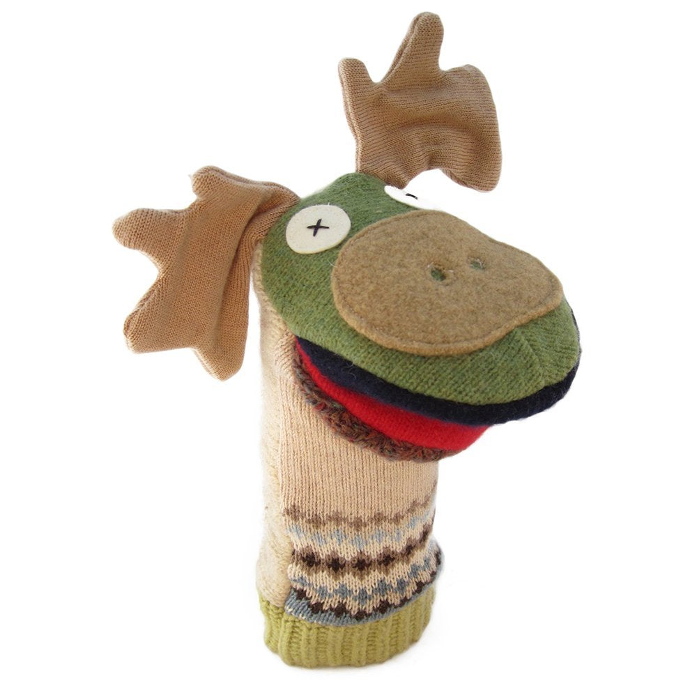 Cate & Levi - Hand Puppet - enhanced Reclaimed Wool - Handmade in Canada - Machine Washable (Moose)