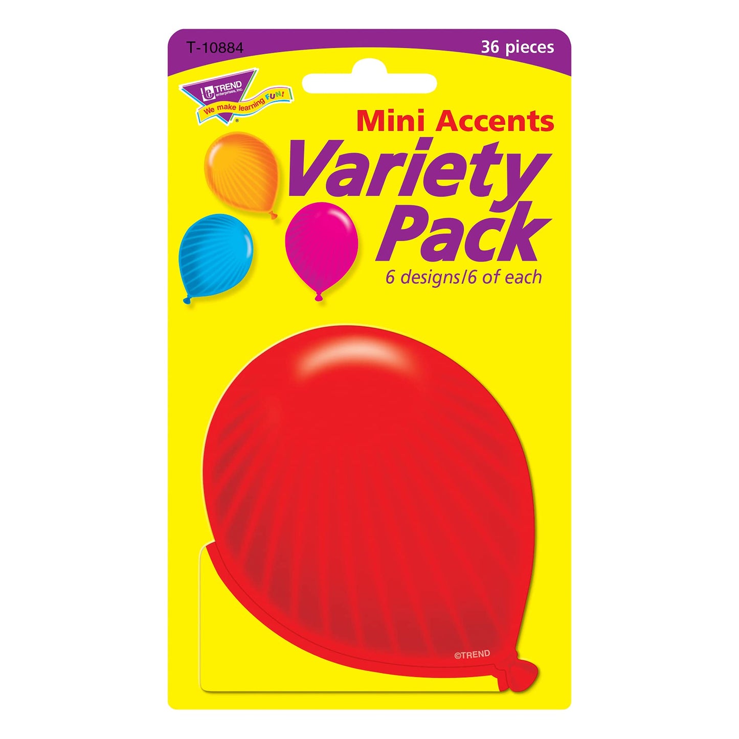 TREND Party Balloons Mini Accents Variety Pack, 36 Per Pack, 6 Packs