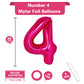 40 Inch Giant Hot Pink Number 4 Balloon, Helium Mylar Foil Number Balloons For Birthday Party, 4Th Birthday Decorations For Kids