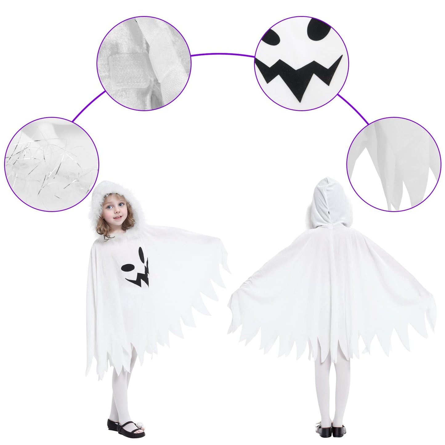 Eozy White Ghost Costume Kids Girls Halloween Scary Cosplay Fancy Dress 7-9 Years