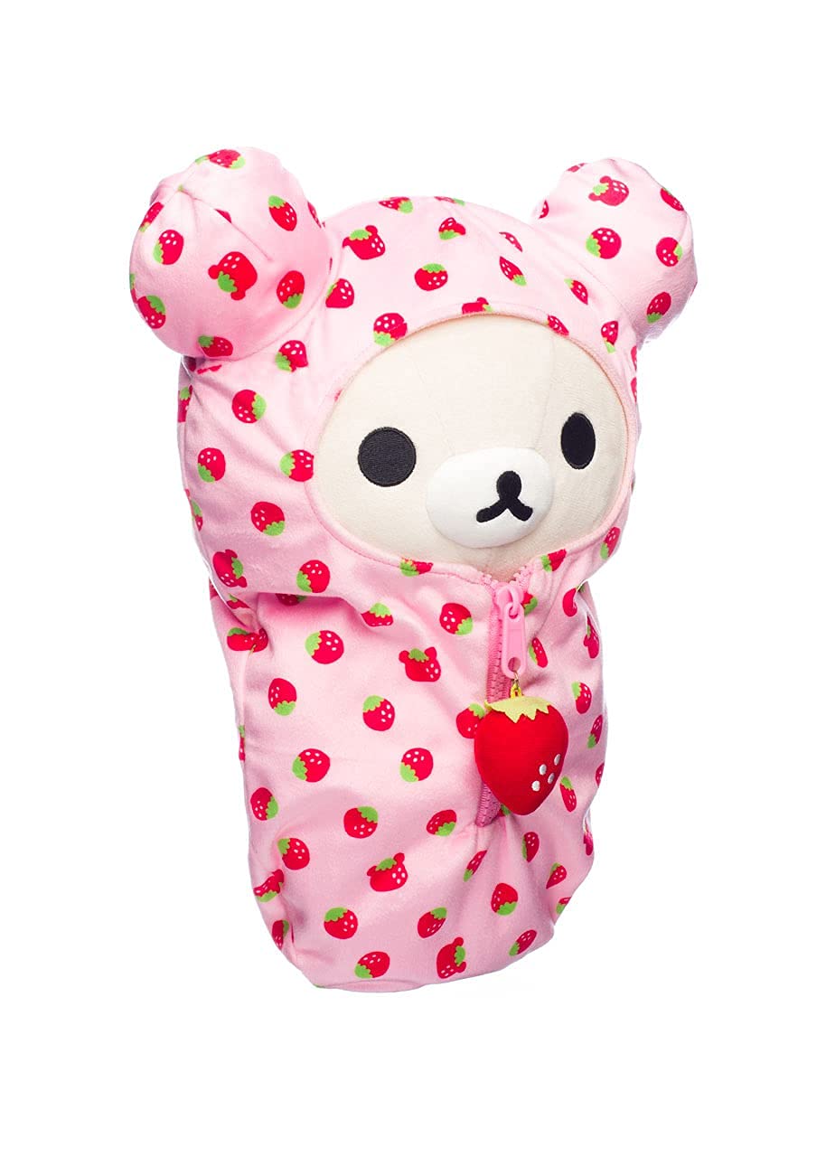 Rilakkuma Plush Sleeping Bag - Korilakkuma Strawberry - 13.5" Polyester Soft Toy, Model US10034