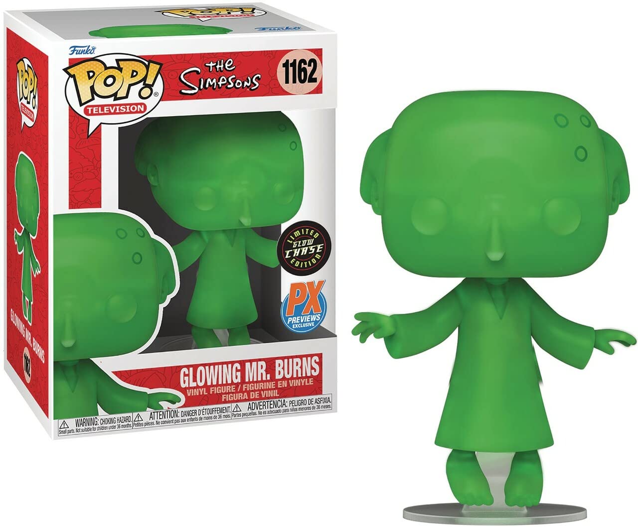 Pop The Simpsons: Glowing Mr. Burns (Px Previews Exclusive) Green Chase Funko Vinyl Figure (Bundled With Compatible Box Protecto