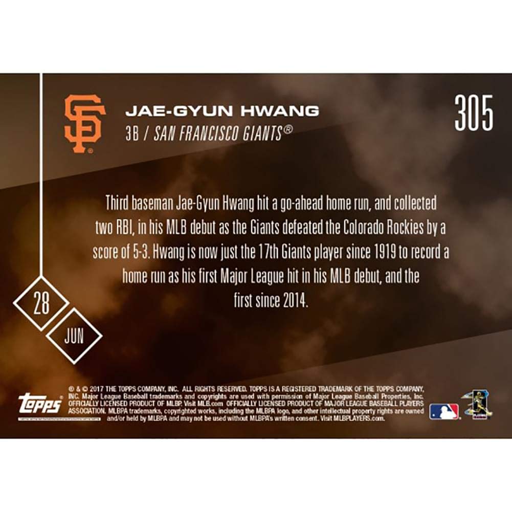 Mlb Sf Giants Jae-Gyun Hwang #305 2017 Topps Now Trading Card