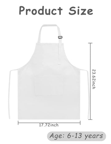 Iagbibui Kids Apron And Chef Hat Set, 24 Pieces Boys Girls Kids Apron With 2 Pockets Adjustable For Cooking Classroom Baking Pai