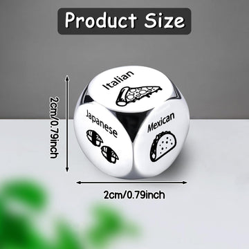 Ponpon 4Pcs Food Decision Dice, Metal Food Dice Game, Funny Gift for Couples Girlfriend Boyfriend Wife Husband on Anniversary Va