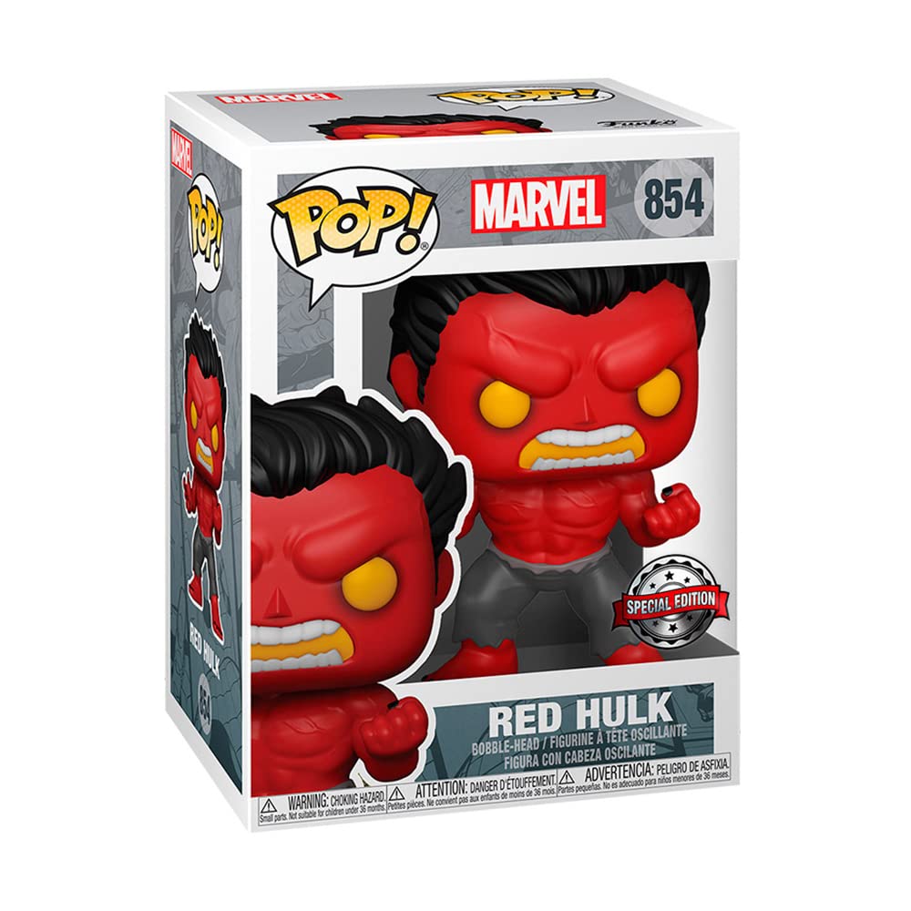 Funko Pop! Marvel Red Hulk Figure - Hot Topic Exclusive, Multicolor, Model 143776, Common - No Chase