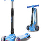 Lol-Fun Scooter For Kids Ages 3-5 Years Old Boys Girls With 3 Wheel Led Lights, Extra-Wide Childrens Foldable Kick Scooter For Kids Ages 6-12 Toddler With 4 Adjustable Height And Lean-To-Steer - Blue