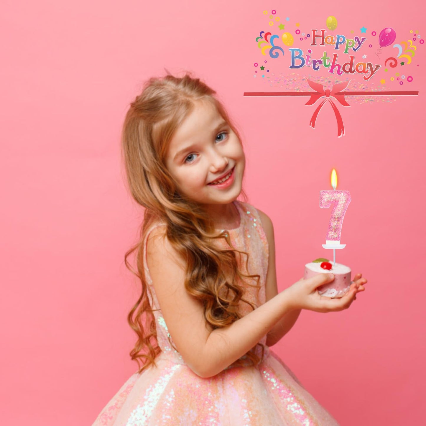 FAMGift Birthday Candles - Number 7 Candle, Butterfly Birthday Candles for Cake, 7th Birthday Party Decorations, Theme Party Sup