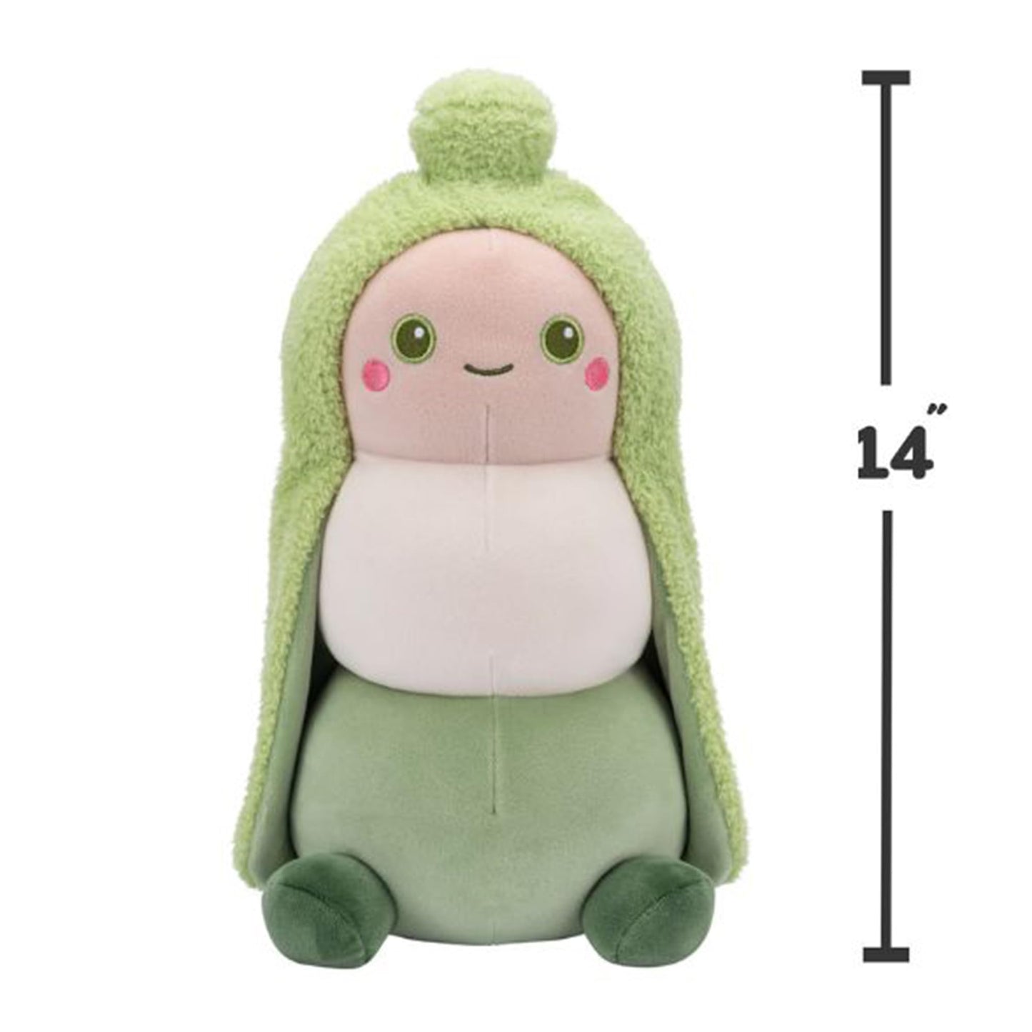 Living on the Veg Plush Toy - 14" Recycled Polyester Green PeacePods Sandra - Collectible from Squishmallows
