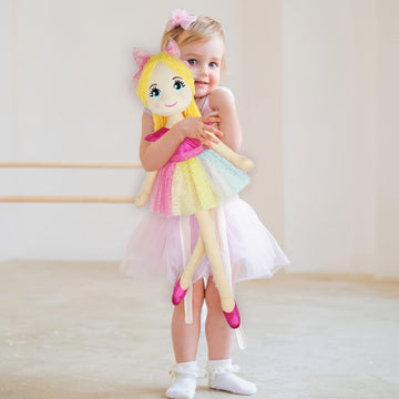 June Garden 30'' XL Ballerina Princess Polina - Stuffed Plush Life Size Soft Doll - Pink Outfit - Gift for Toddlers and Little G