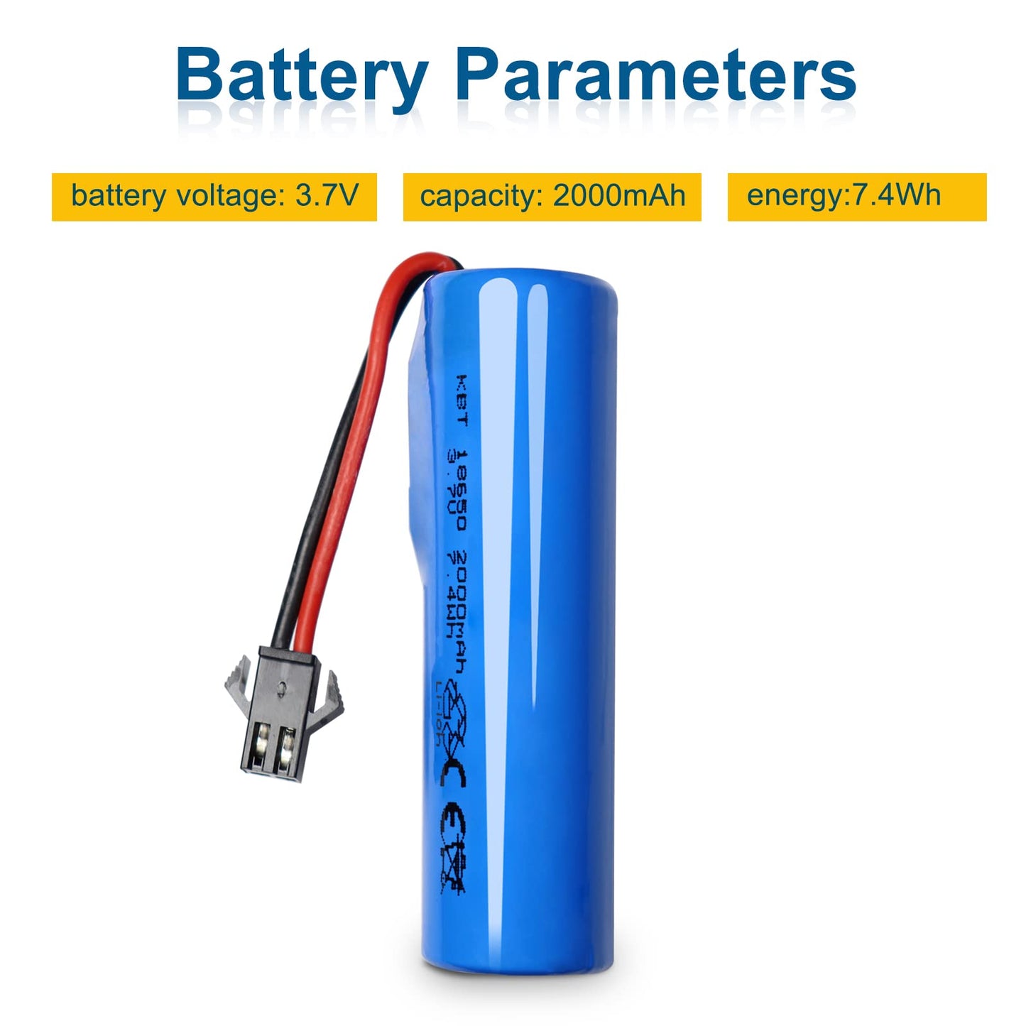 KBT RC Car Lithium Battery: 3.7V 800mAh Rechargeable Li-ion Battery with SM -2P Plug & Charging Cable for RC Cars -2 Pack